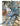 Decorative blue and white floral design with a beach scene in the background. Collage of beach inspired imagery and hand painted elements