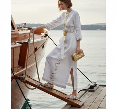 Venus Kaftan - White/Gold