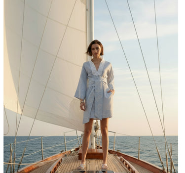 Nerites Linen Kaftan Dress - Powder Blue