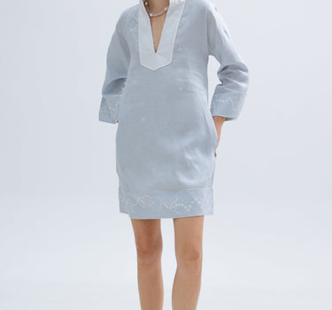 Nerites Linen Kaftan Dress - Powder Blue