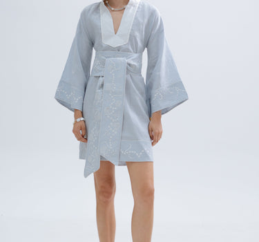 Nerites Linen Kaftan Dress - Powder Blue