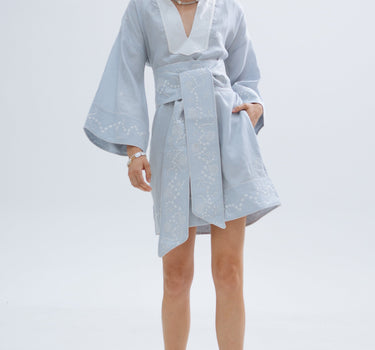 Nerites Linen Kaftan Dress - Powder Blue