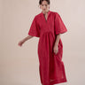 Beautiful custom designed broderie anglaise kaftan dress in scarlet red.