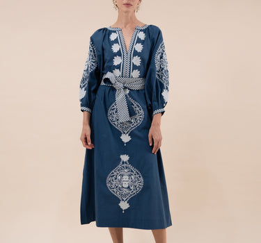 Beautiful Embroidered Cockle Kaftan Dress with Detailed Embroidery designed by Fleur Kakasi