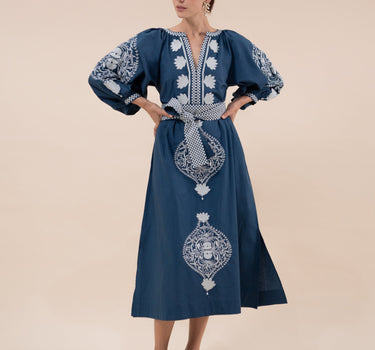 Beautiful Embroidered Cockle Kaftan Dress with Detailed Embroidery designed by Fleur Kakasi