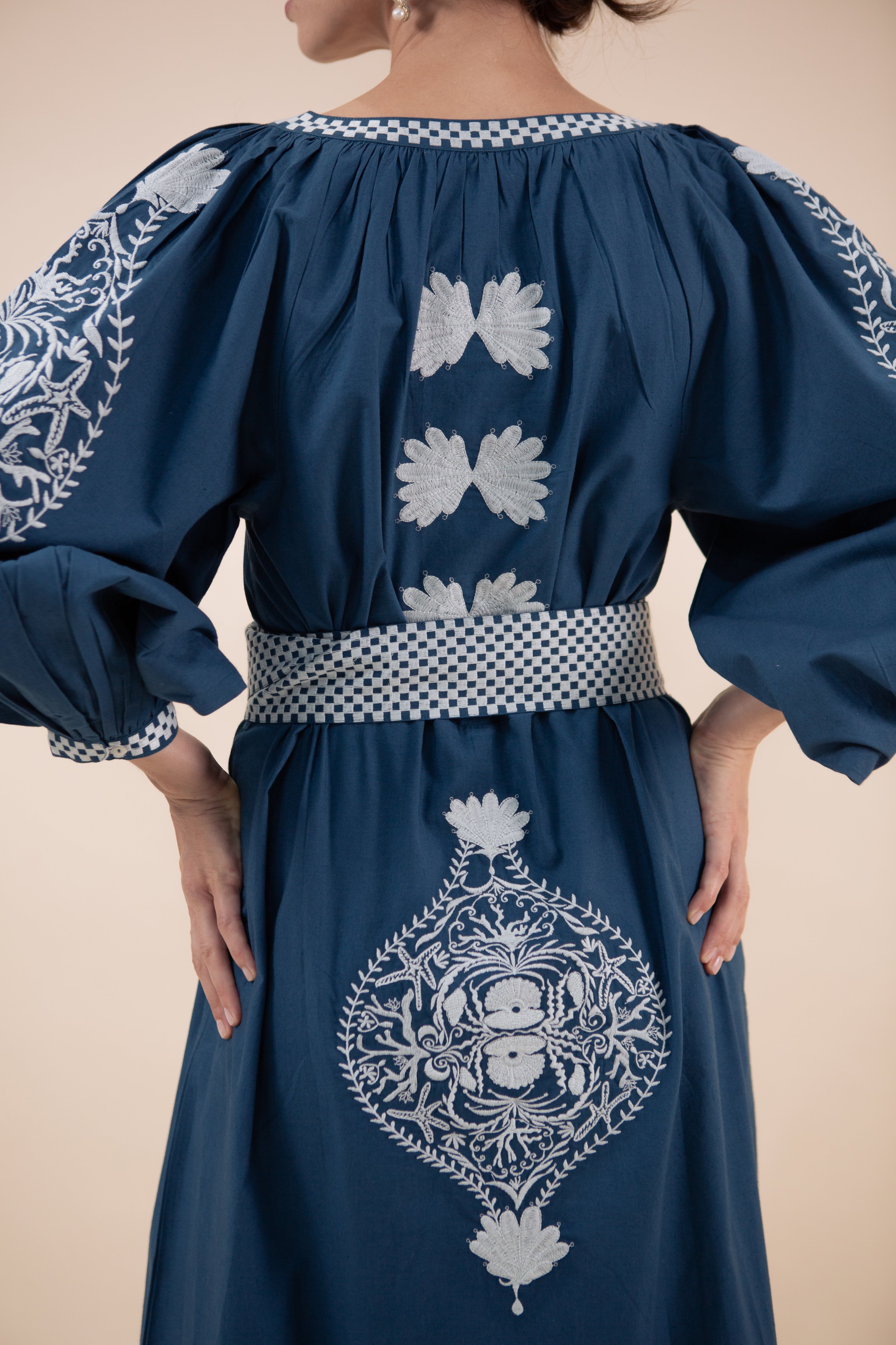 Beautiful Embroidered Cockle Kaftan Dress with Detailed Embroidery designed by Fleur Kakasi