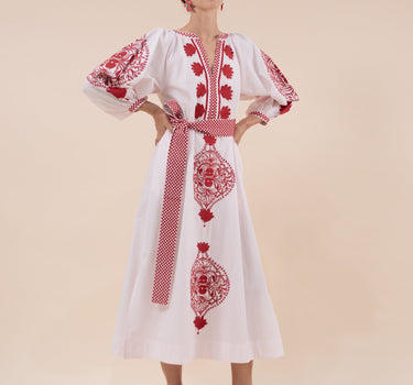 Beautiful Embroidered Cockle Kaftan Dress with Detailed Embroidery designed by Fleur Kakasi
