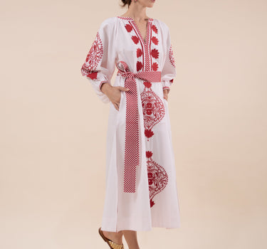 Beautiful Embroidered Cockle Kaftan Dress with Detailed Embroidery designed by Fleur Kakasi