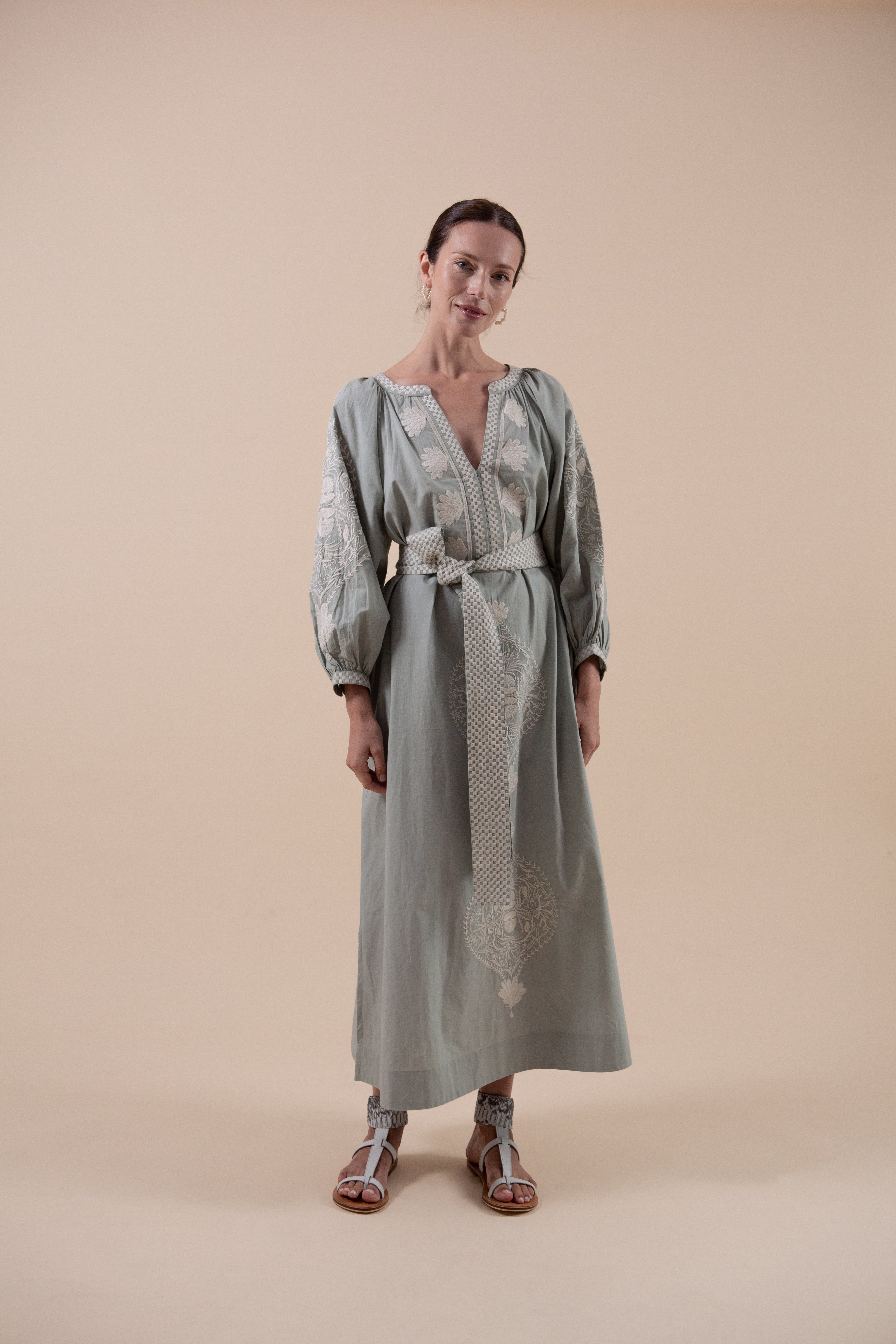 Cockleshell Embroidery Cockle Embroidered Dress - Sage – Lido Luna